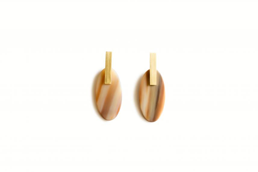 Ohrstecker Ovale mit gebürstetem Gold- oder Silberpatentstecker (E0383)